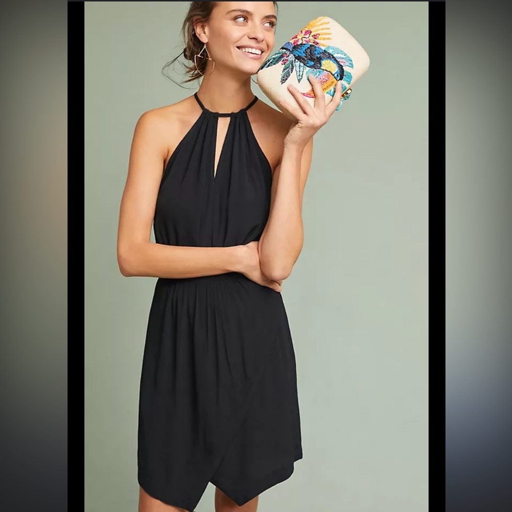 Maeve by Anthropology Elegant Black Nadia Halter Dress